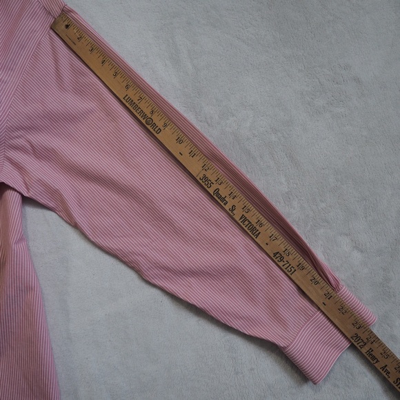 Brooks Brothers 1818 Sz 16.5 Pink Striped Men's Shirt 100% Cotton - Picture 7 of 11